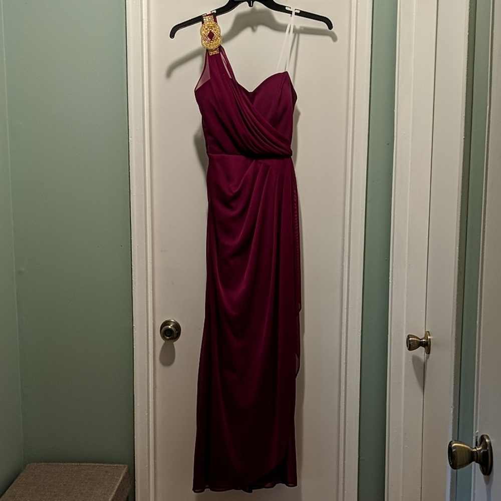 Berry Wine Red Dress, Cocktail dress, one shoulder